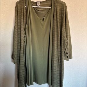 Catherines Sage Green Top and Cardigan Set